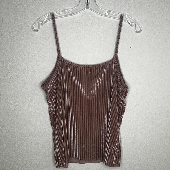 POL Tank Top Womens Large Pink Blush Velvet Fairy Cami Spaghetti Strap V Neck - Picture 2 of 8